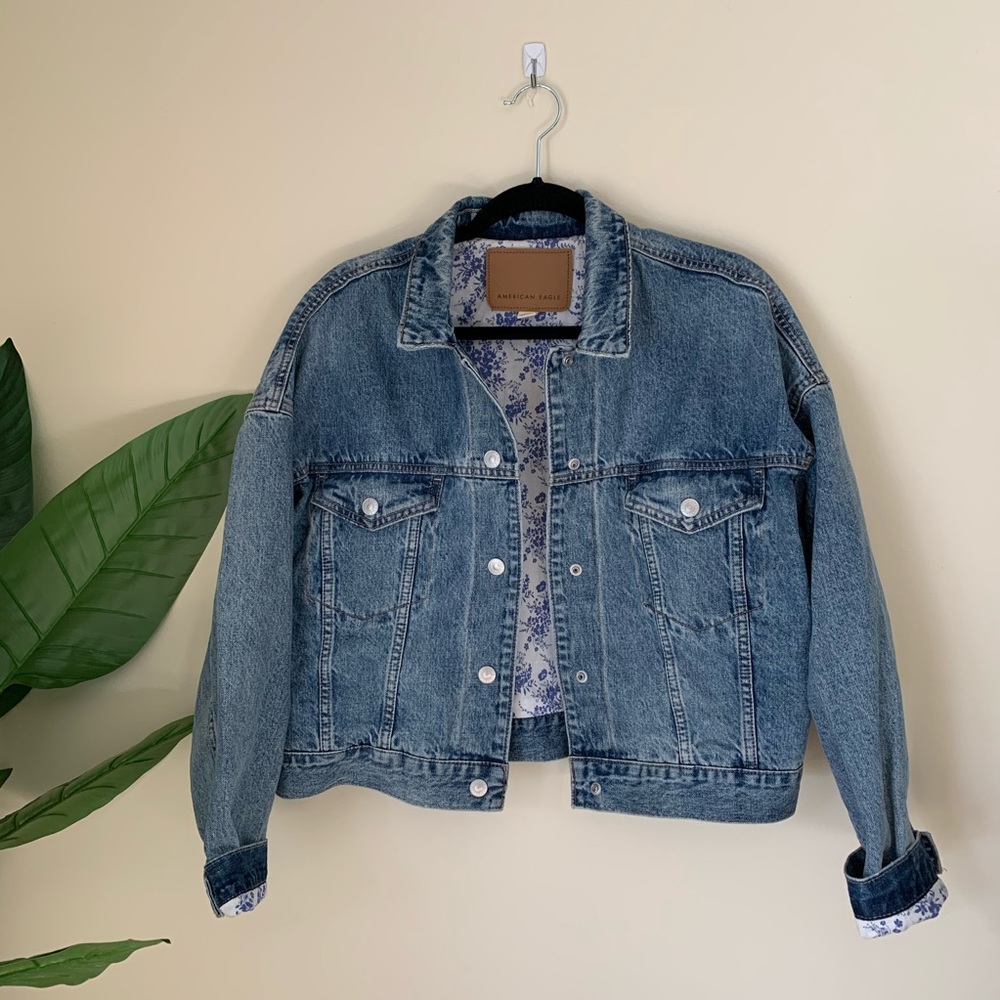 American Eagle | Cropped oversized denim Jacket